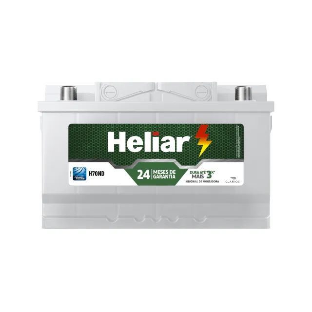 Bateria Para Carro Heliar de 70 AH com 2 Anos de Garantia - R$699,00