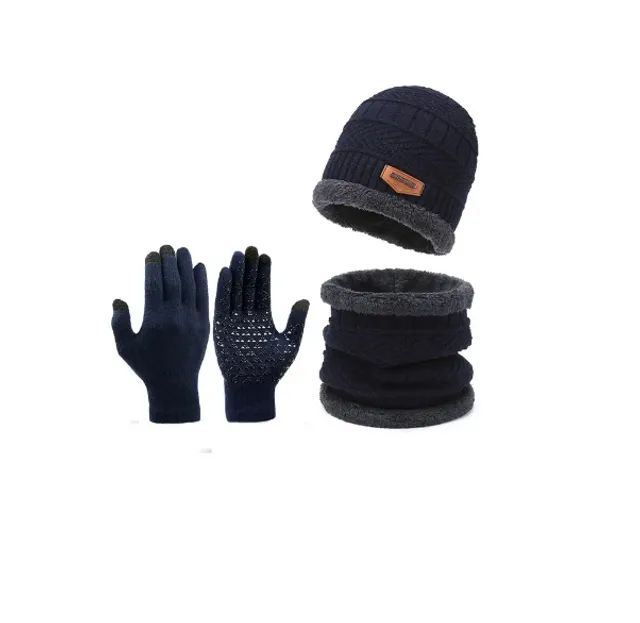 Kit 3 peças para o inverno unissex, chapéu de malha, cachecol, e luvas, ideal para o frio. - Foto 4