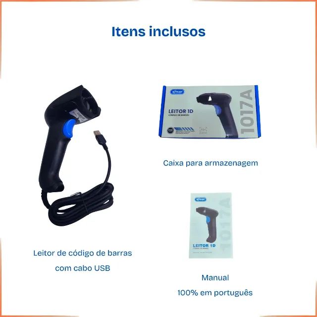 Leitor de Código de Barras Laser 1D Knup KP-1017A com Fio USB - Alta Precisão e Rapidez - Foto 2