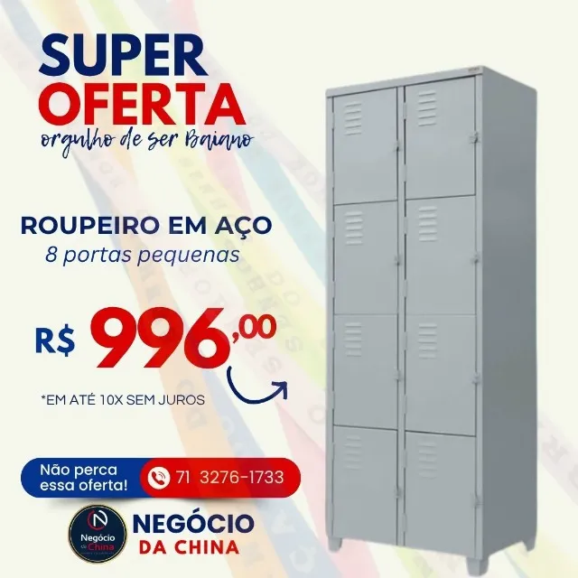 Roupeiro Locker em Aço 8 portas pequenas