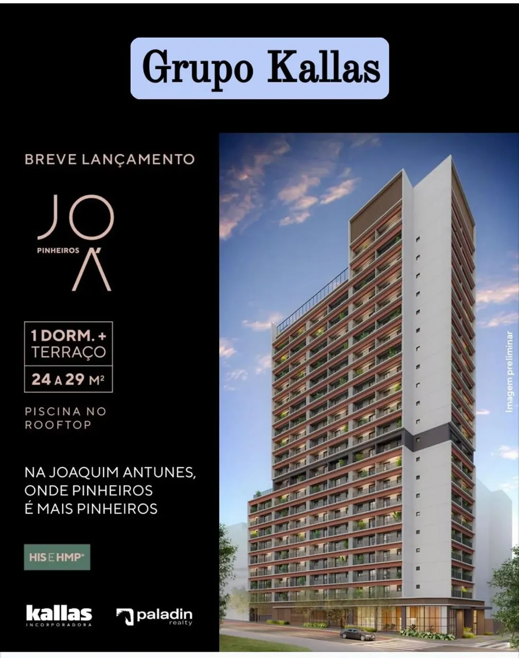 LANÇAMENTO em PINHEIROS! Studios e Apts. Modernos a 24m² | Localização Premium e Conveniên