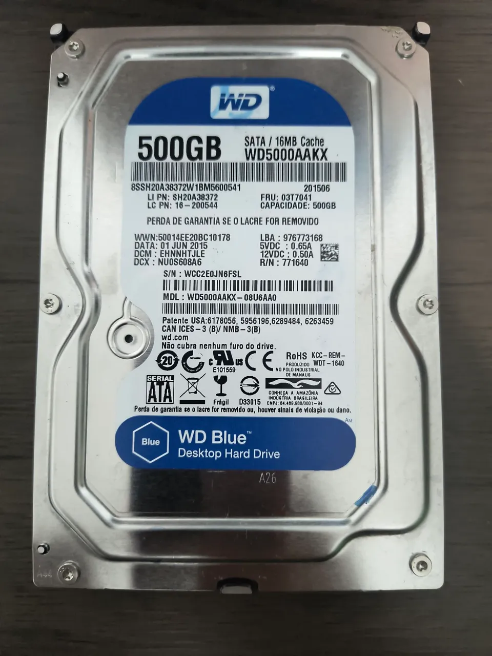 HD 500GB WD Blue Desktop - SATA 16MB Cache