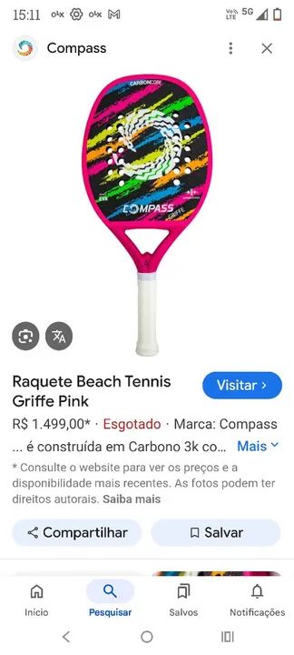 Raquete de Beach Tennis Compass  - Foto 3