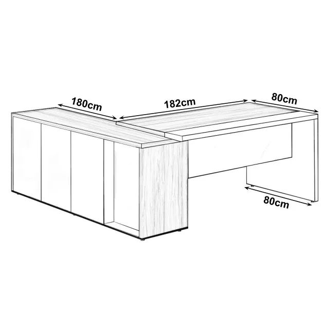 Mesa Presidente Com Armário Pedestal Nogal Branco Design Executivo Premium 34602 - Foto 6