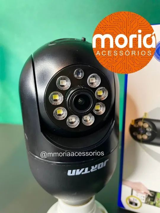 Camera Wifi Lampada 360gral  Segurança Visão Noturna Cor Preto  - Foto 2