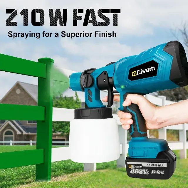 Pistola De Pintura Sem Fio E Pulverizadora Gisam C/2x Baterias - Foto 6