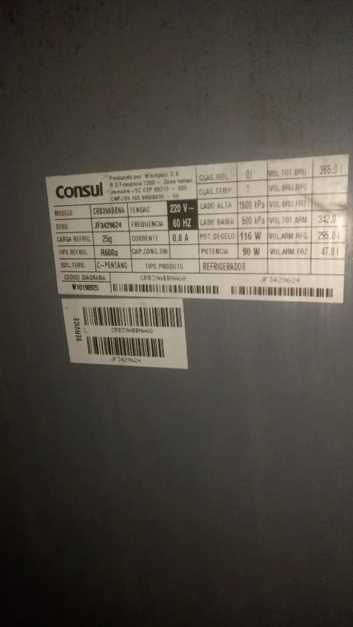 Geladeira Consul CRB39ABBNA - 220V