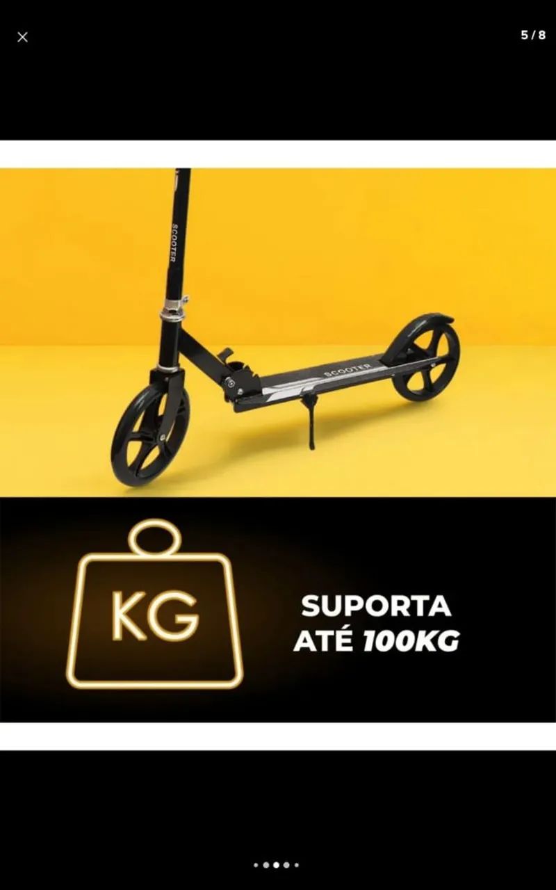 Patinete 2 rodas para crianças e adolescentes e adultos até 100kg com apoio - Foto 2