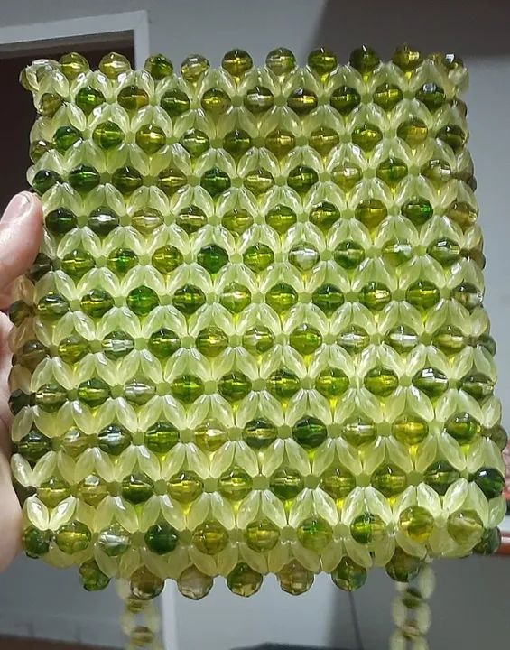 Bolsa de Miçangas Personalizada Verde Escura / Conta Acrílica Sextevada breaded 17 cm