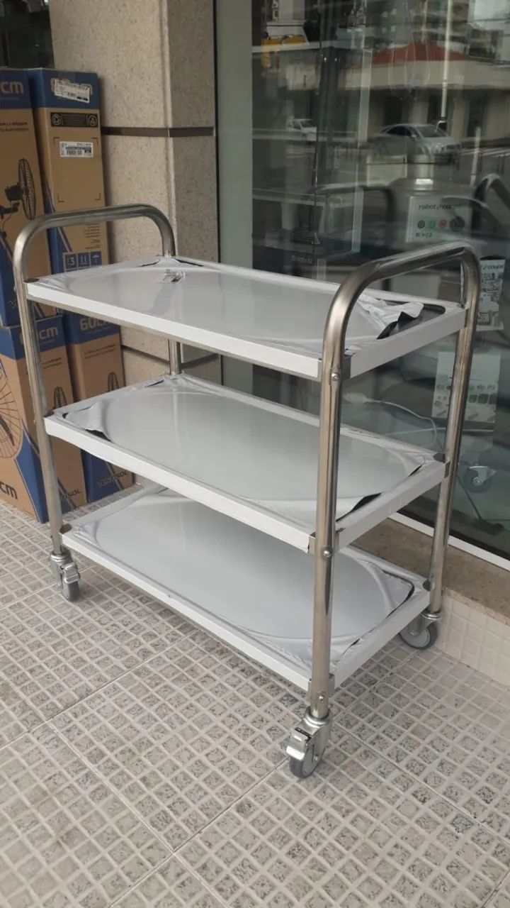 Carrinho Hotel 3 Prateleiras Inox - Urumax - Sadi
