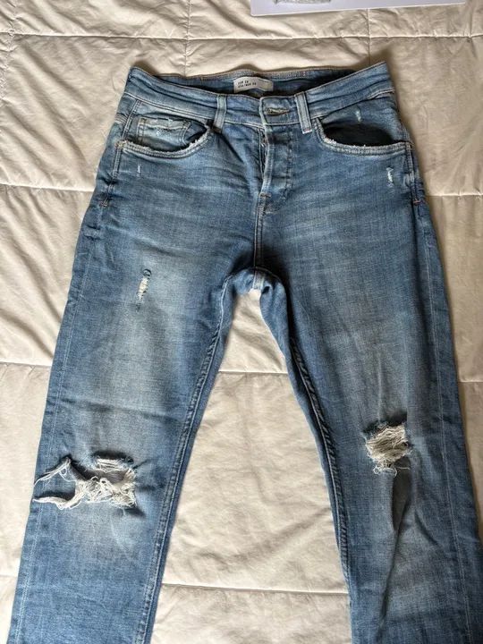Calça Jeans Destroyed Zara Man