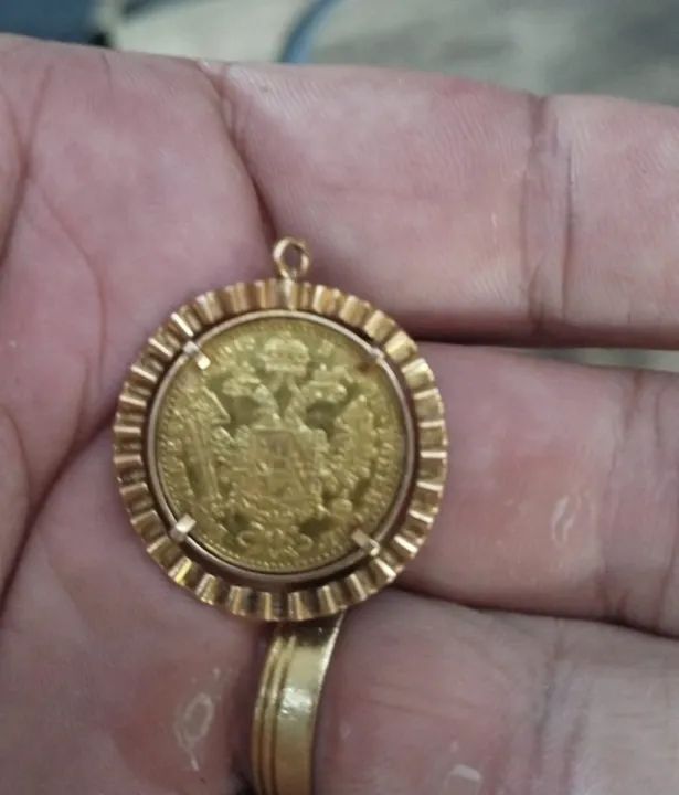 Pingente de moeda ouro22k 1 Ducado Áustria 1915 - Foto 2