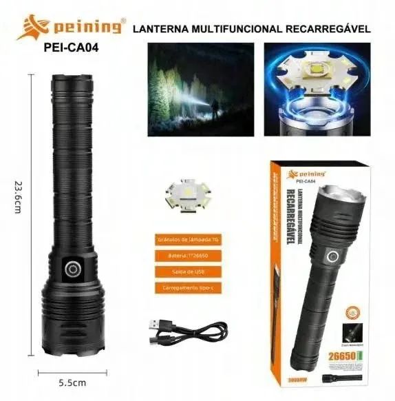 Lanterna Multifuncional Recarregável 30000w Pei-ca04 - Foto 3