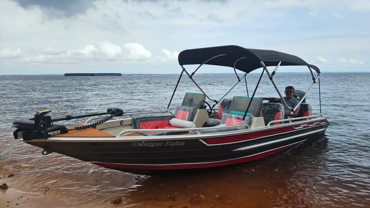 Lancha barco de alumínio casco 100% soldado com motor mercury 115hp ano 2024 - Foto 2
