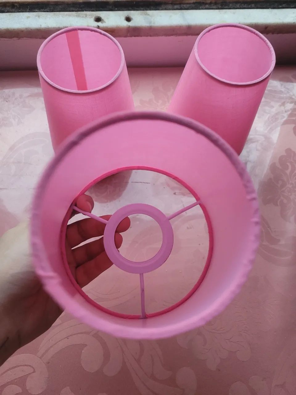 Trio de cúpulas rosa p/ lustres ou abajures - Foto 4