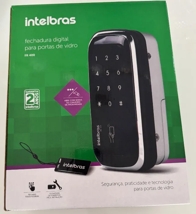 Fechadura Digital Intelbras FR 400 para Porta de Vidro
