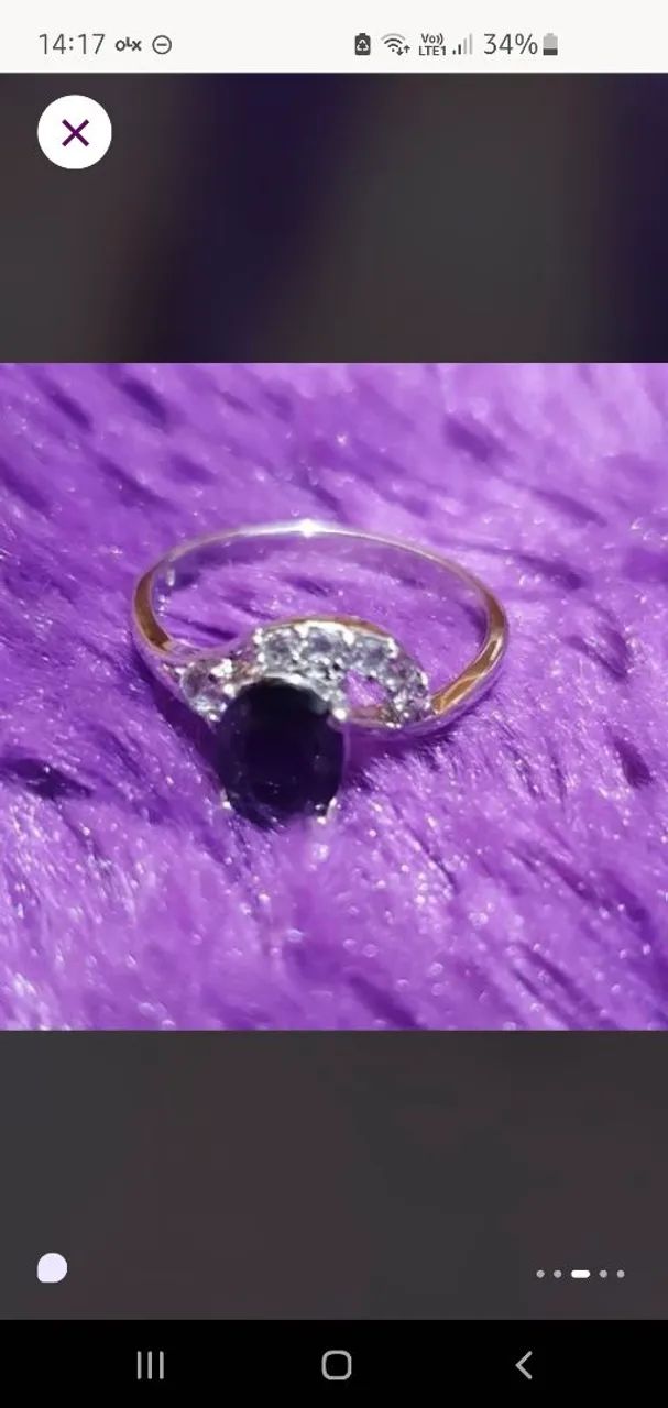 Anel com Pedra Preta e strass - Foto 3