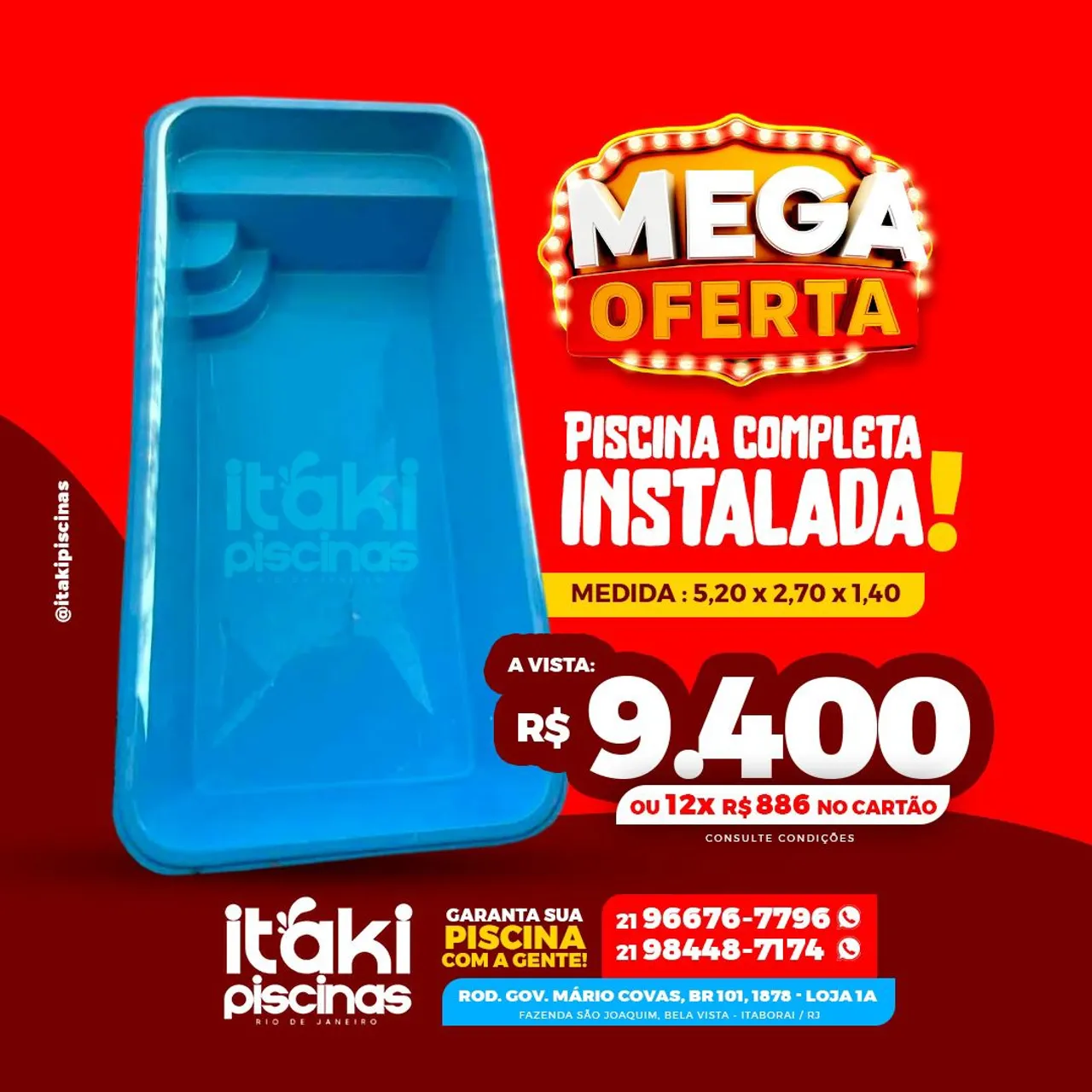 Piscina Completa Instalada 5,20x2,70x1,40 - Mega Oferta!