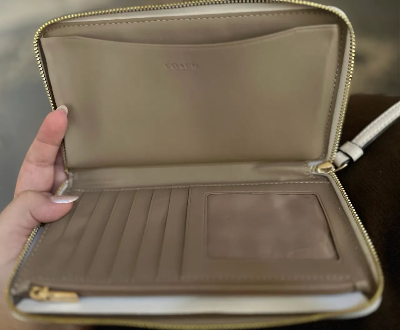 コーチ Carteira Coach Original Accordion Zip Signature - Bege | Impecável