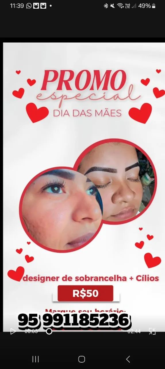 Designer de Sobrancelha + Cílios - Promoção Dia das Mães