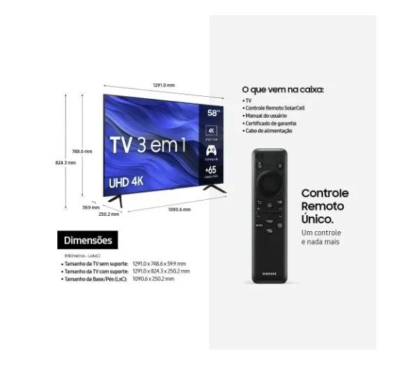 Smart TV Samsung 58" Crystal UHD 4K 58CU7700 - Foto 3