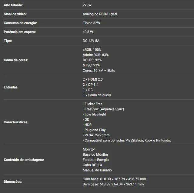 Monitor Pichau Gamer 27 Pol 165hz em ótimo estado - Foto 6