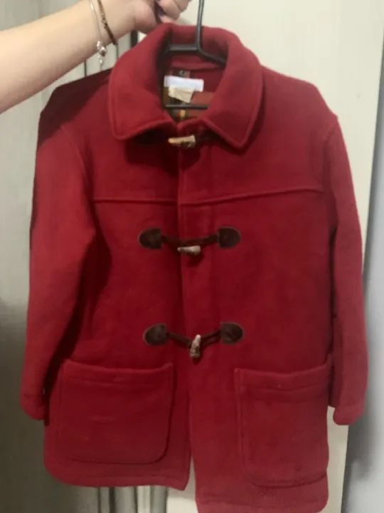 Casaco / sobretudo de lã vermelho - Tamanho Infantil (9 a 11 anos)
