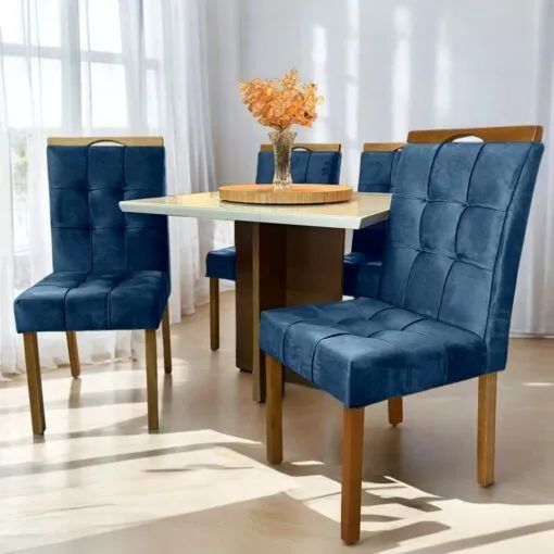 Conjunto Mesa de Jantar com 4 Cadeiras Elegantes em madeira!! 526tt6 - Foto 2