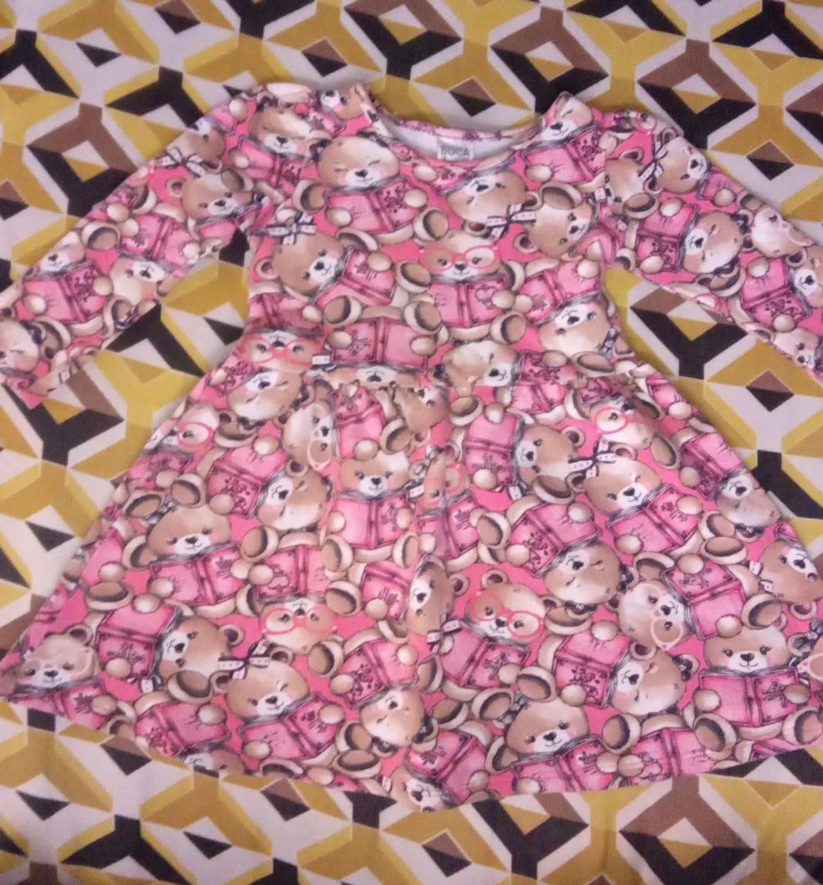 Vestido Infantil Ursinho Rosa - Foto 2