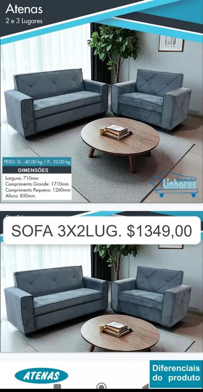 SOFA 2X3 LUGARES ATENAS