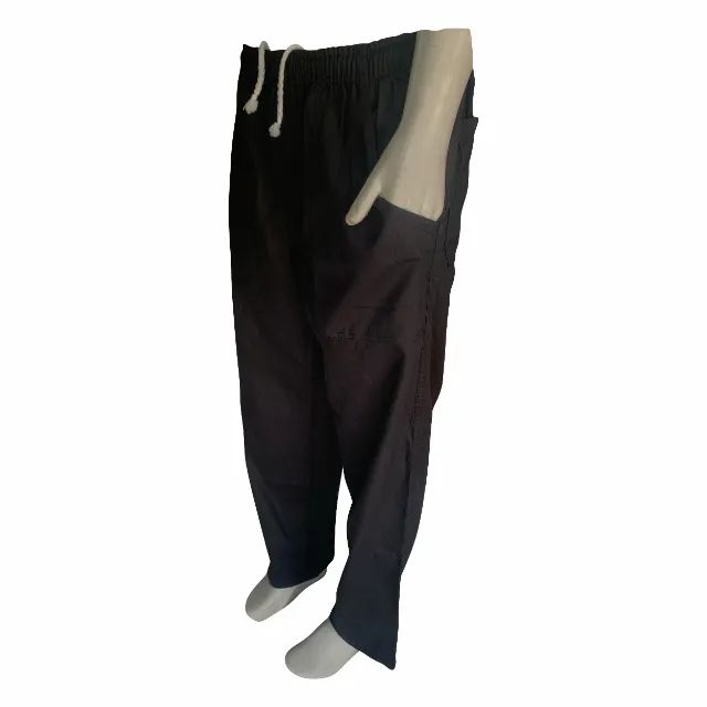 CALÇA BRIM PRETA COM ELÁSTIC E CADARÇO - 4 BOLSOS  - Foto 3