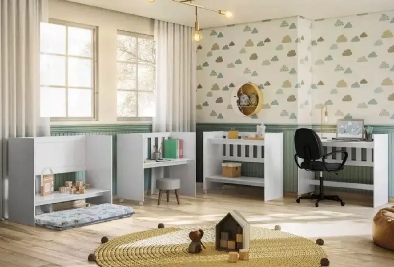 Mini Berço Rubi Multifuncional Branco Com Colchão Incluso Lv Moveis Branco