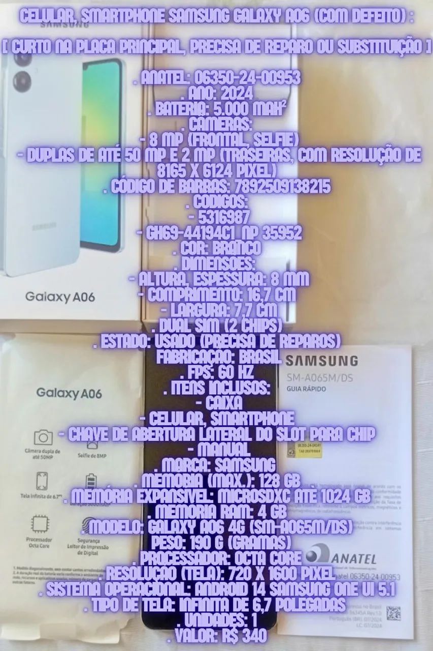 Samsung Galaxy A06 com Defeito - Foto 5