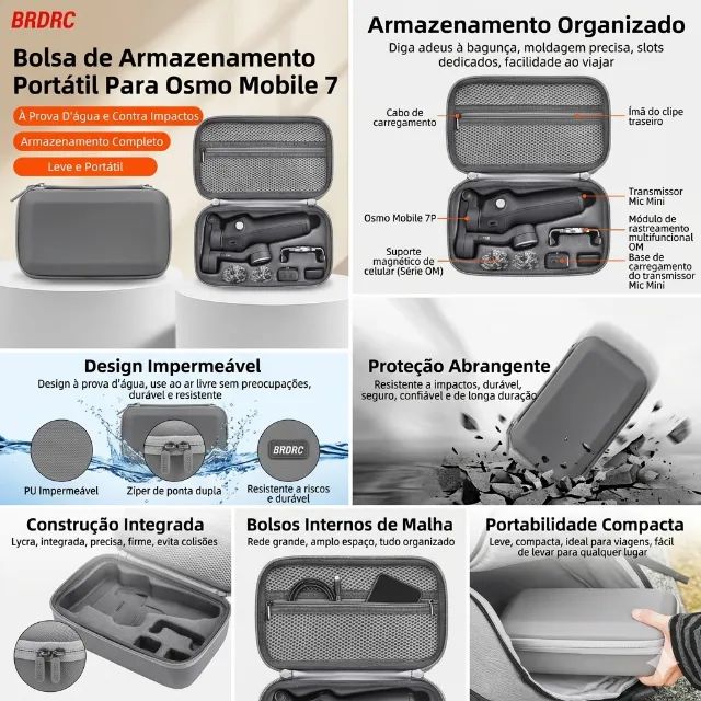 Bolsa Cinza Case pro Estabilizador de Imagens & Vídeos Dji Osmo Mobile7p,8p, Om7pro,om8pro - Foto 2