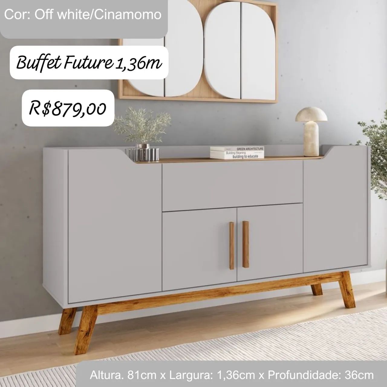 Buffet Future 1,36m Cor: Off white/Cinamomo
