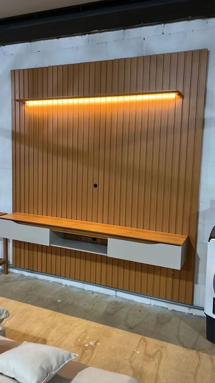 PAINEL RIPADO COM LED E NICHO - LARGURA 2.40  - Foto 5