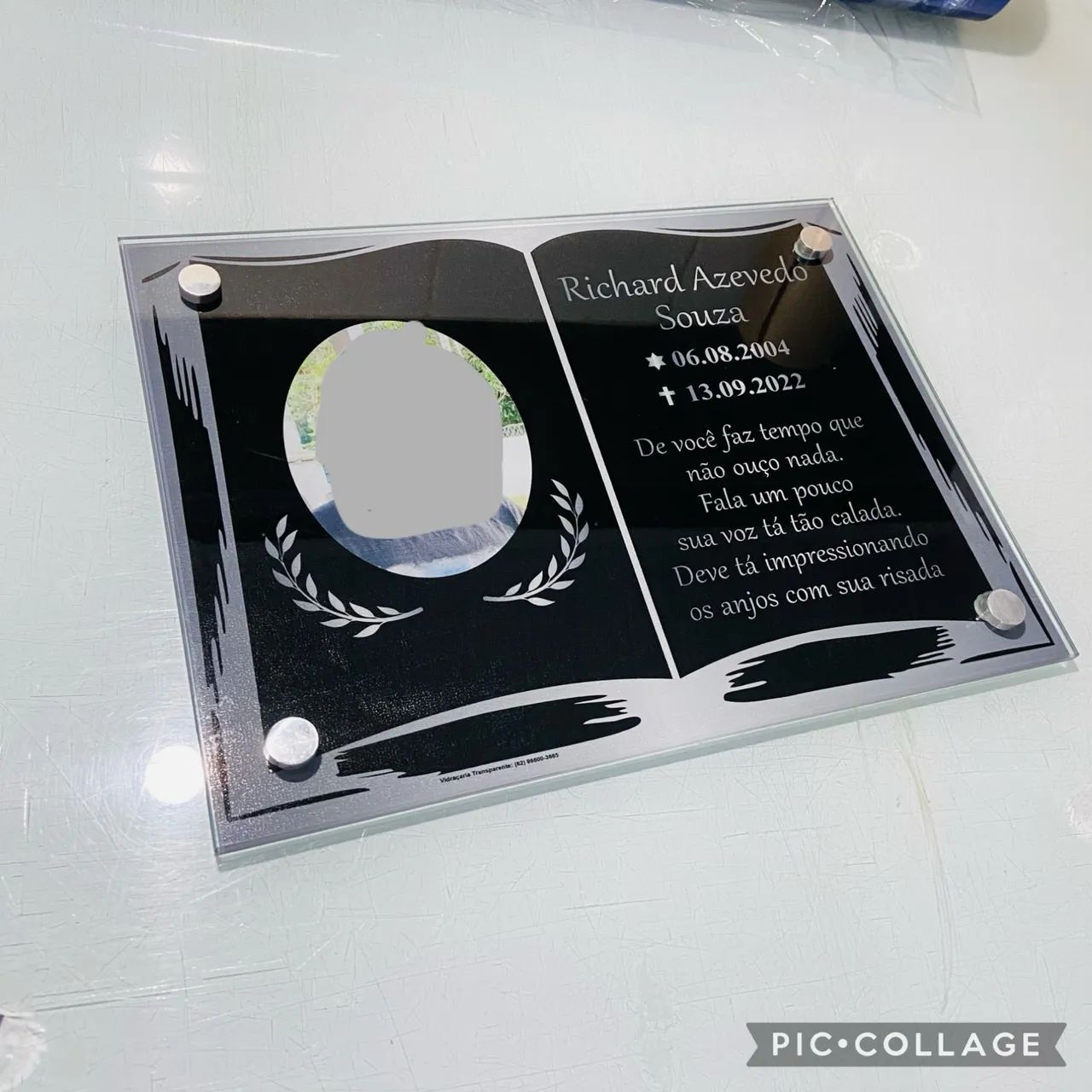 Placas Para túmulo vidro temperado e personalizada - Foto 3