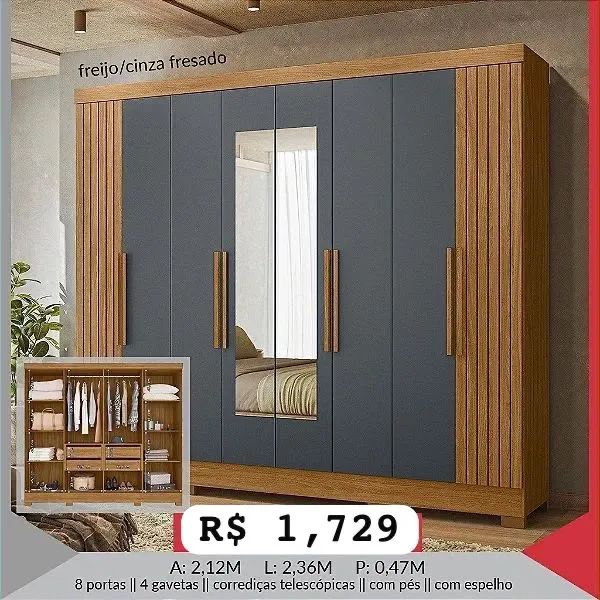 Guarda Roupa Diplomata com espelho 