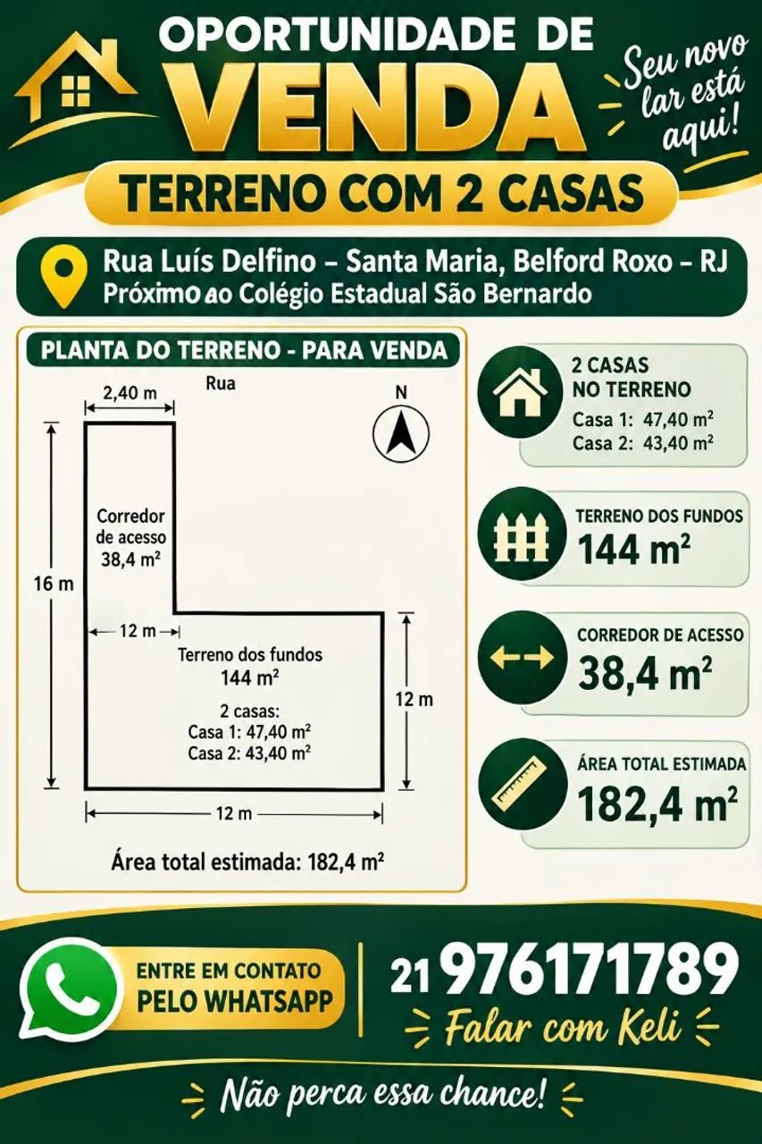 Terreno com 2 casas