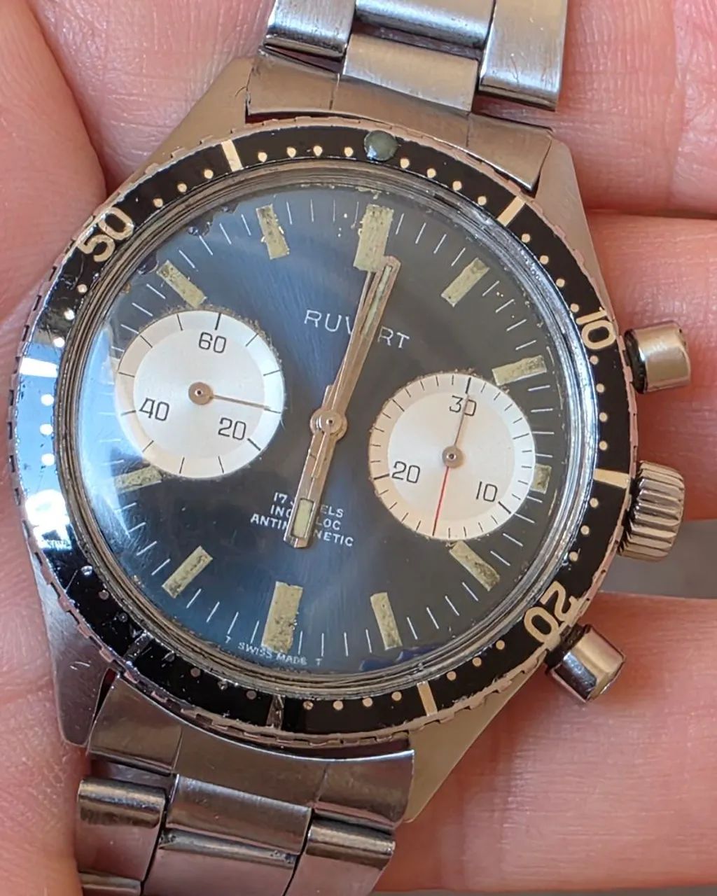 Relógio Ruvert . Automático.  Valjoux 7730. Década de 1970. 39 mm.  - Foto 2