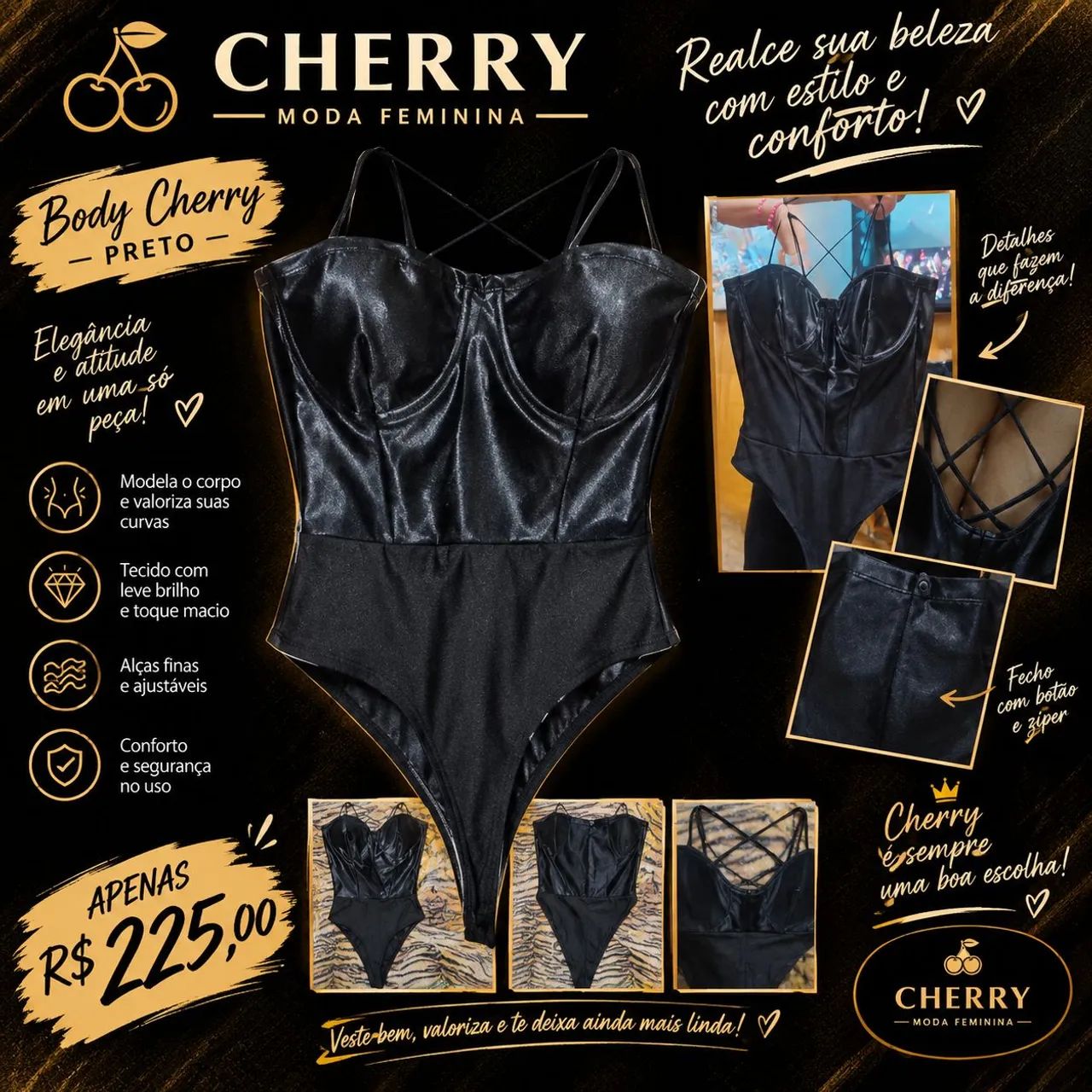 Body Cherry preto 