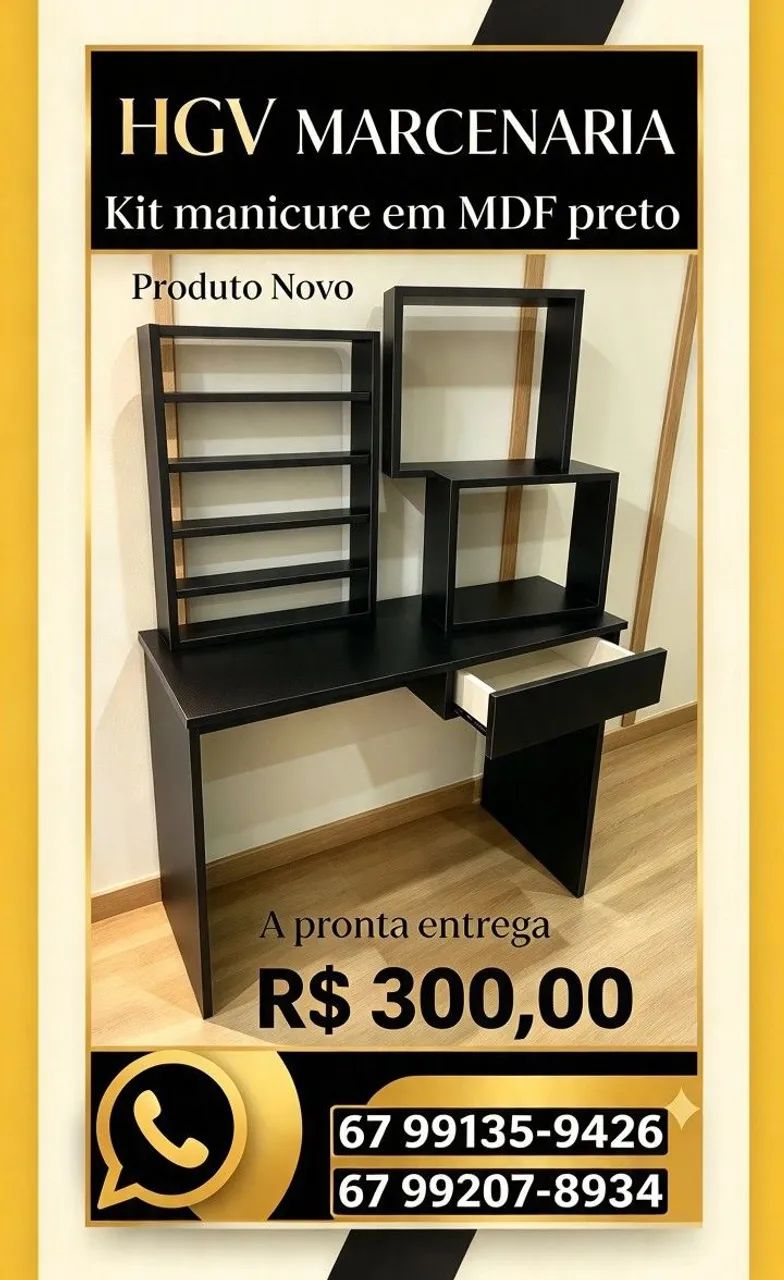 Promoção kit manicure em MDF preto 