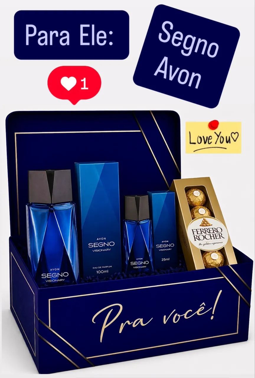 KIT PRESENTE SEGNO AVON COM CHOCOLATES FERREIRO ROCHER R$:229,99