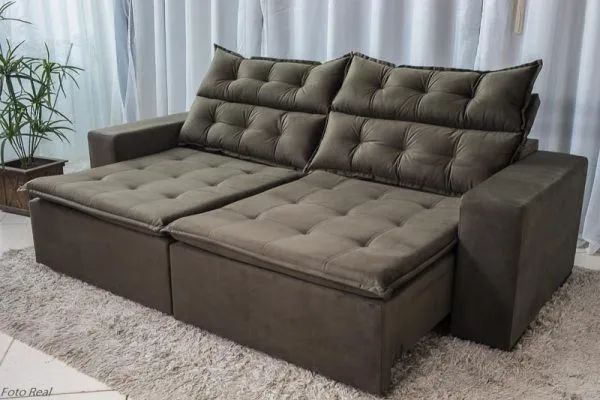 Sofá retrátil e reclinável 2,30m com Molas bonnel