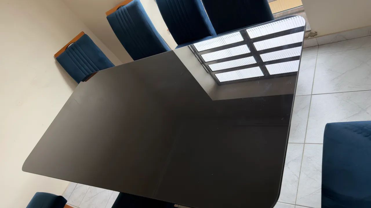 Mesa jantar luxo 6 cadeiras estofada  - Foto 2