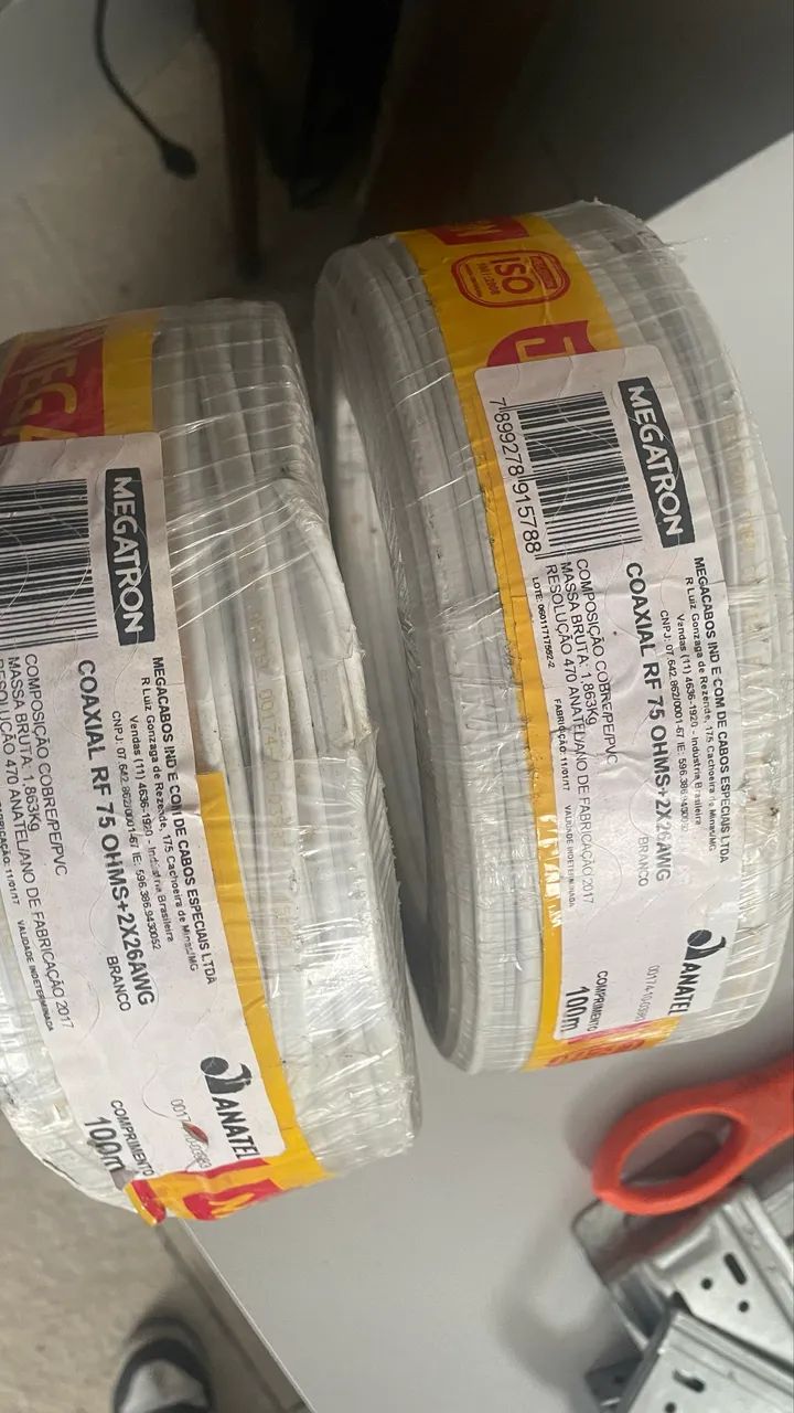 2 Rolos de Cabo coaxial 95% 100mts Megatron
