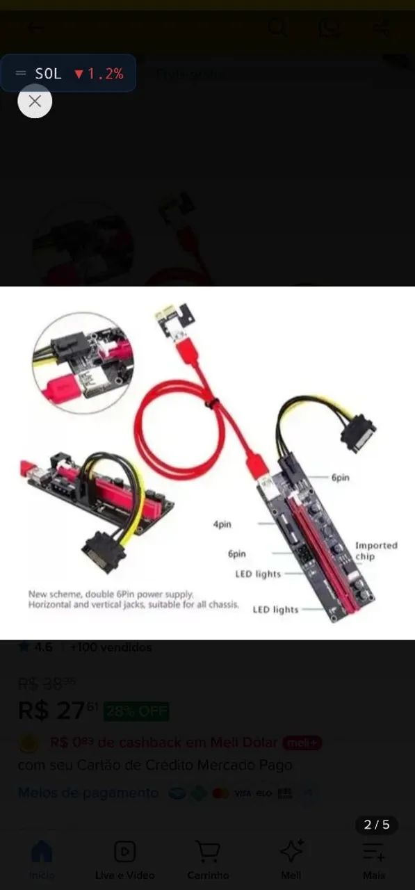 Placa pci-e express riser - Foto 2