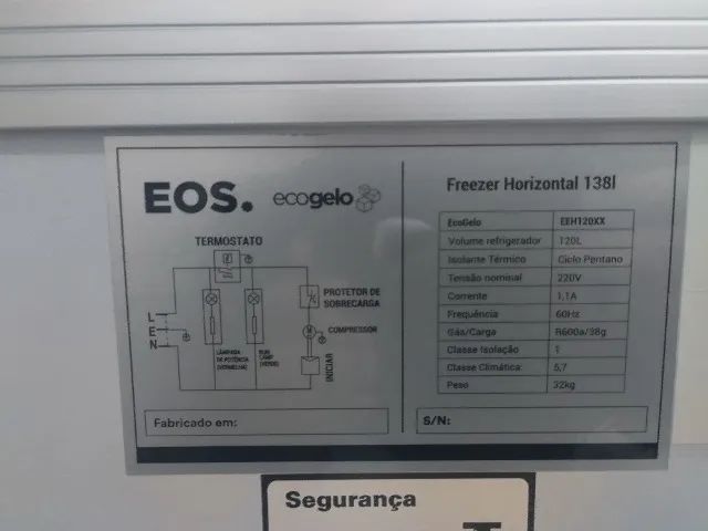 Freezer Expositor Horizontal Eos 120 Litros Eeh120xx 220V