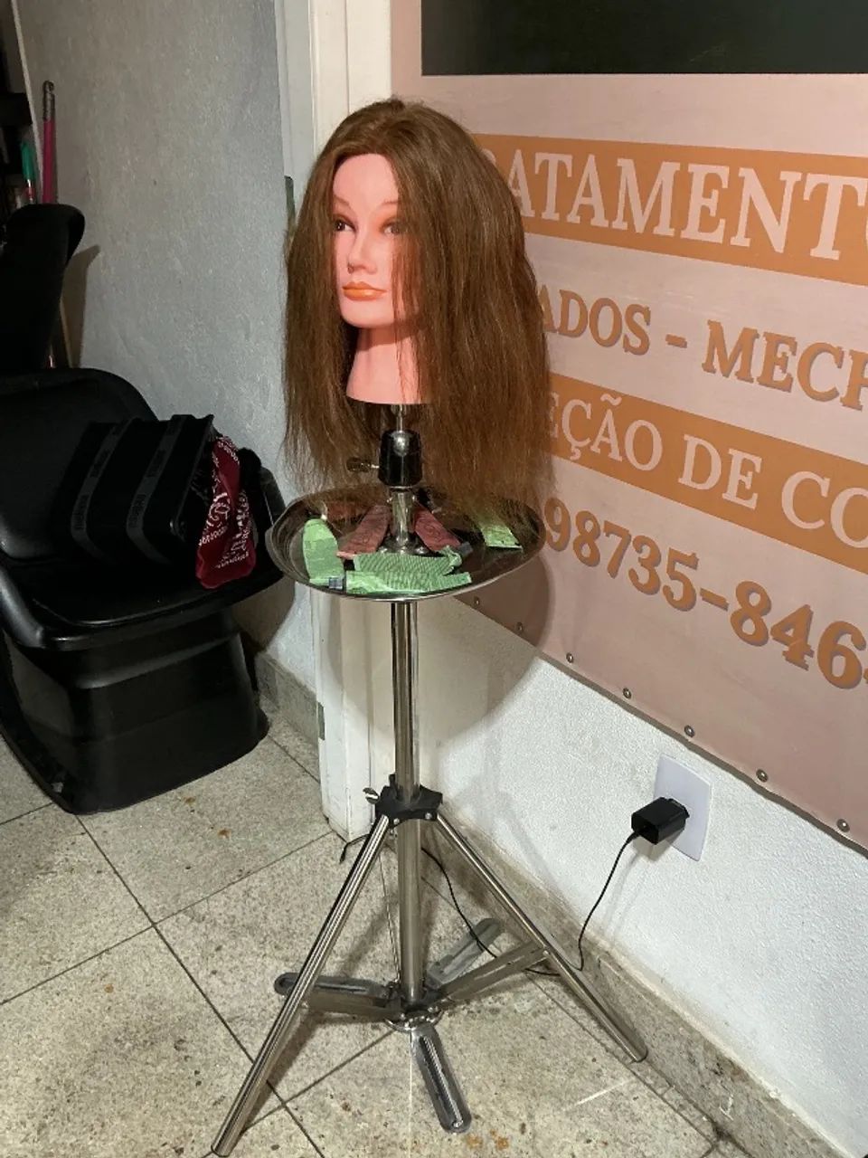 Cabeça de boneca cabelo natural 