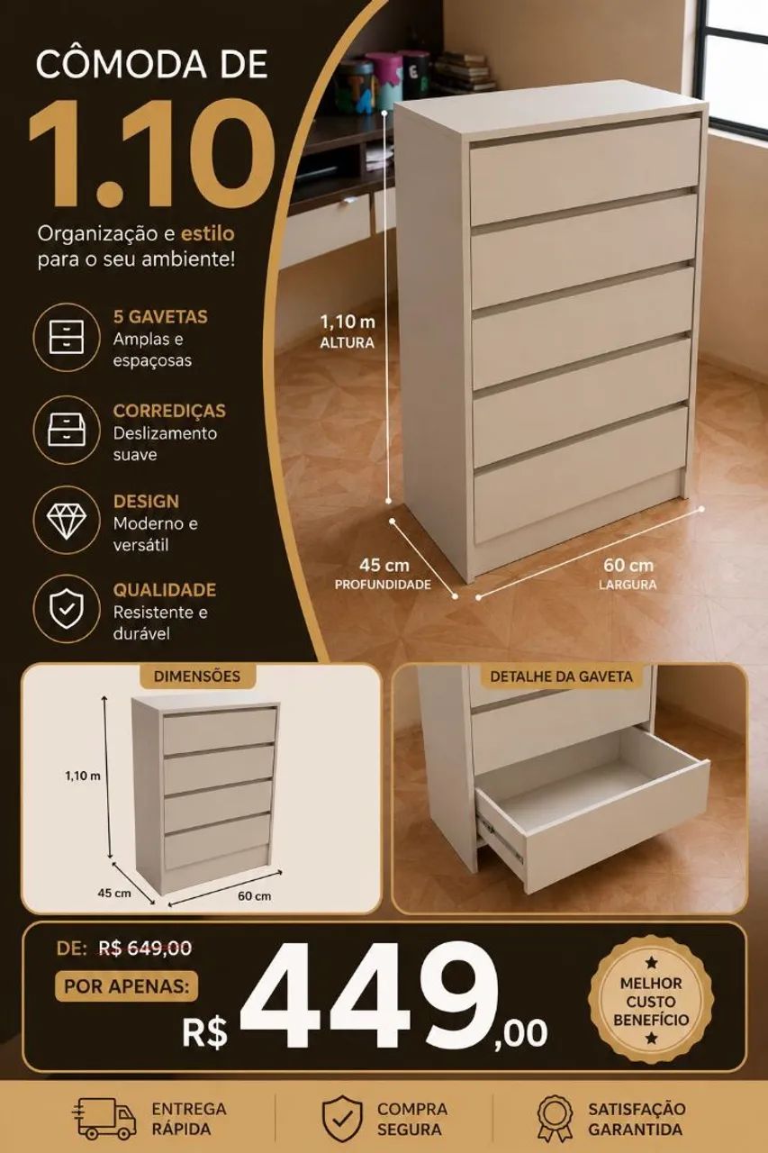 Cômoda mdf - Foto 2